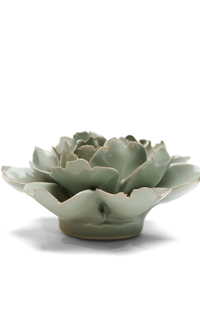 Pistachio Green Rose ceramic wall flower — English Garden collection — by Chive Studio