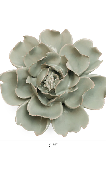 Pistachio Green Rose ceramic wall flower — English Garden collection — by Chive Studio