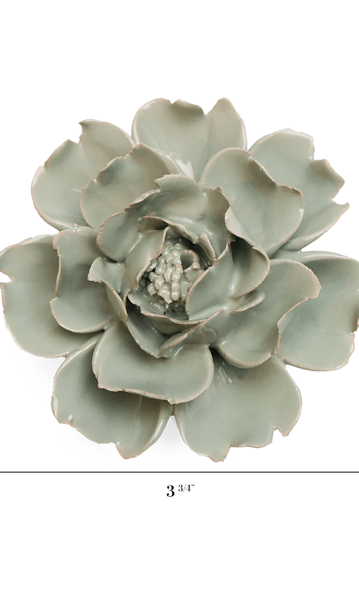 Pistachio Green Rose ceramic wall flower — English Garden collection — by Chive Studio
