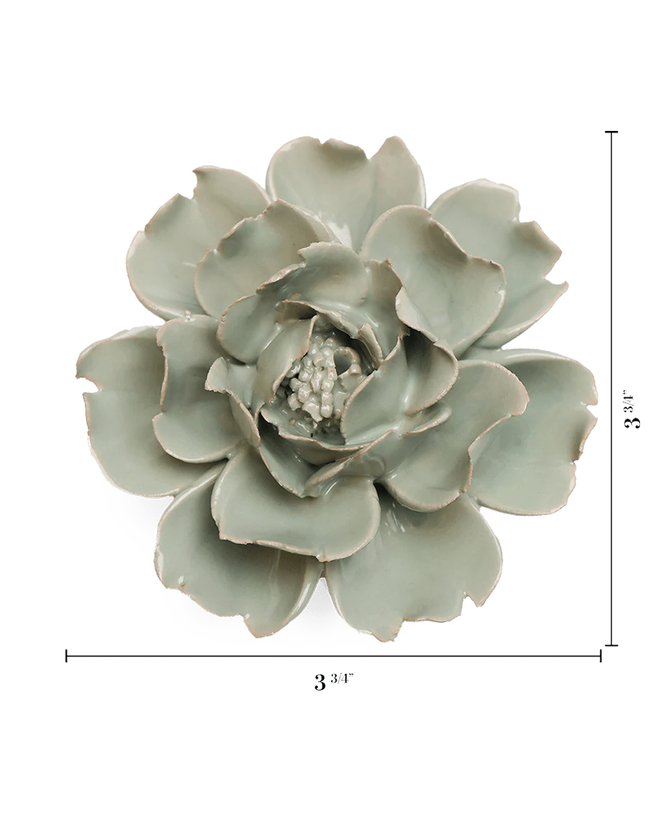 Pistachio Green Rose ceramic wall flower — English Garden collection — designed in Toronto by Chive Studio