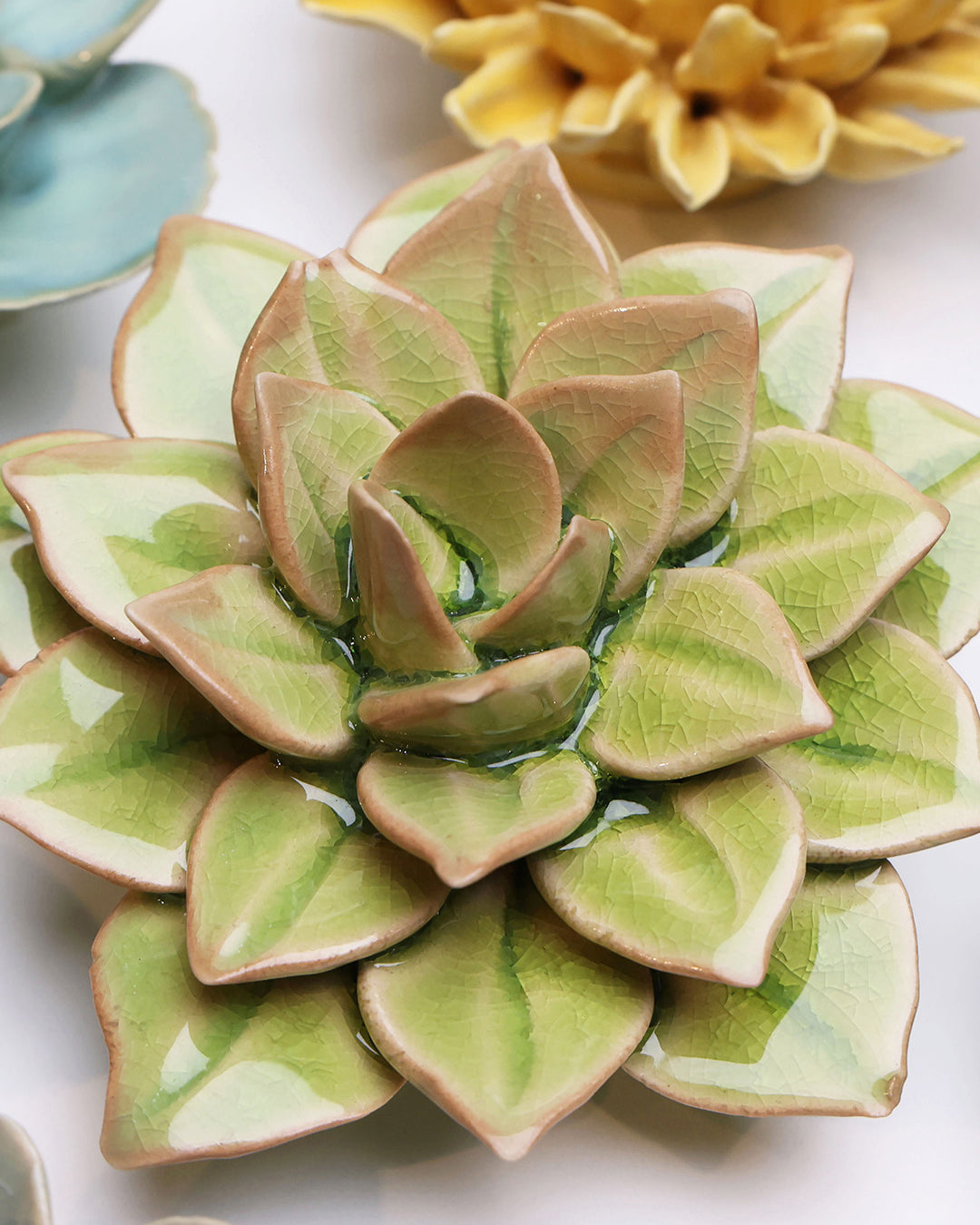 Peridot Green Fairy Echeveria - Chive Ceramics Studio - Ceramic Flowers - Chive Ceramics Studio