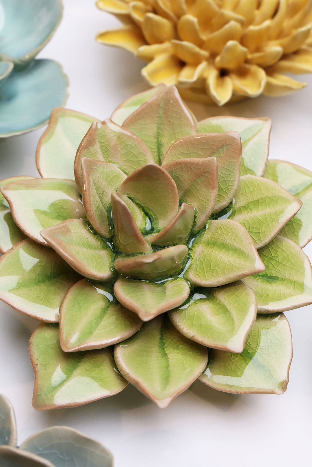 Peridot Green Fairy Echeveria - Chive Ceramics Studio - Ceramic Flowers - Chive Ceramics Studio