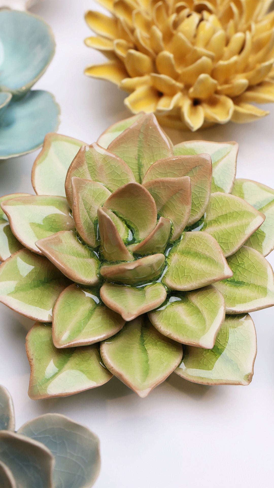 Peridot Green Fairy Echeveria - Chive Ceramics Studio - Ceramic Flowers - Chive Ceramics Studio