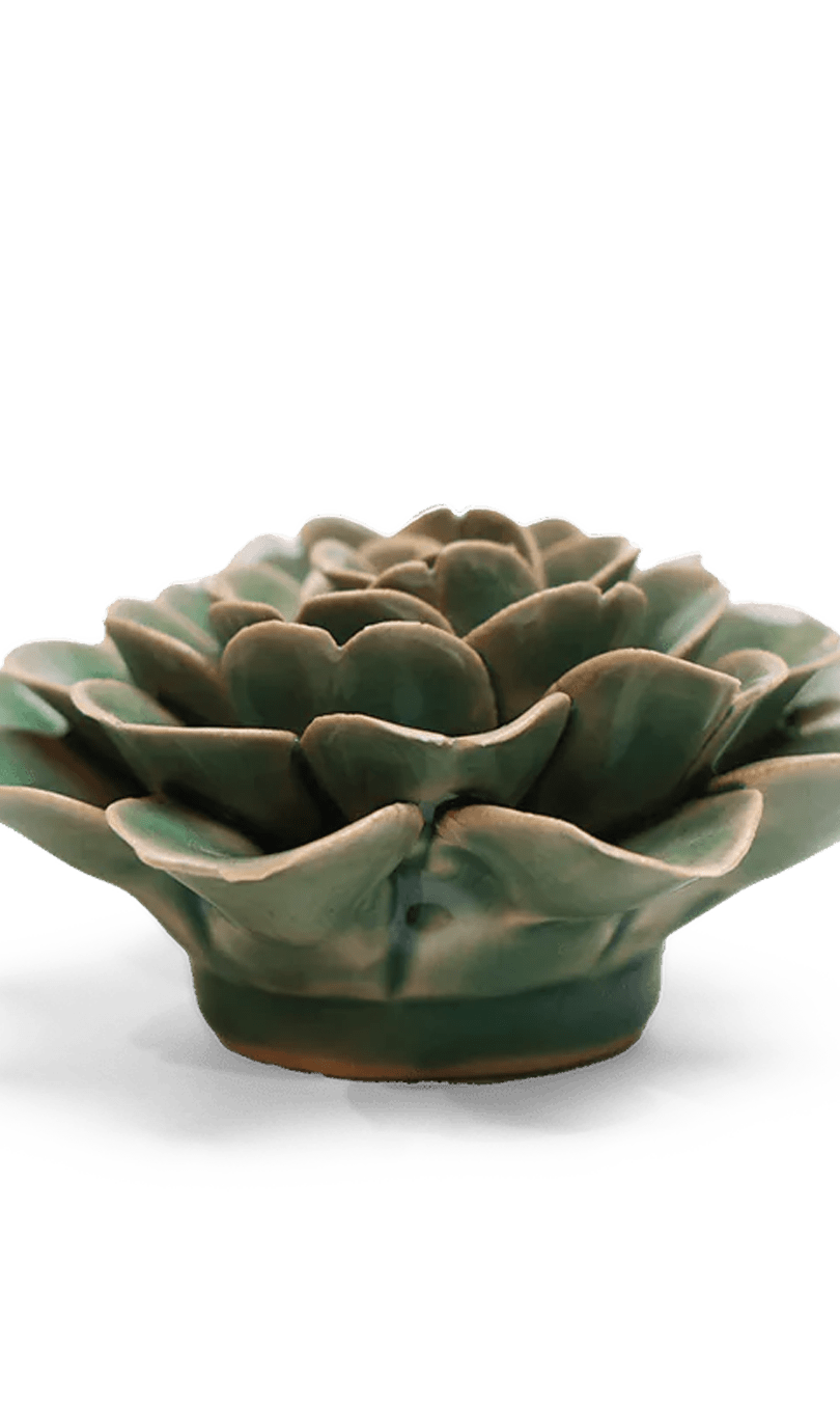 Jungle Green Rose ceramic wall flower — English Garden collection — by Chive Studio
