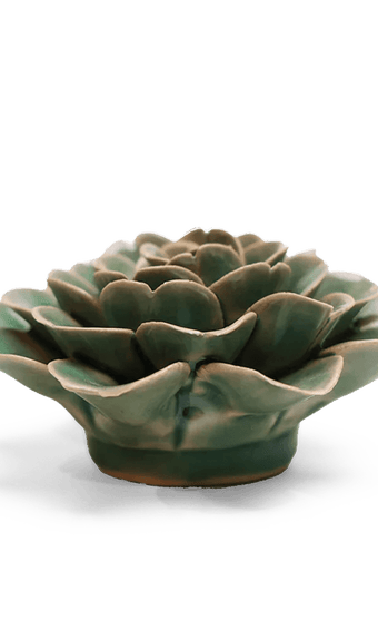 Jungle Green Rose ceramic wall flower — English Garden collection — by Chive Studio