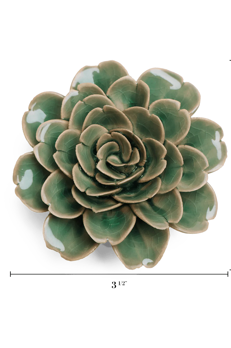 Jungle Green Rose ceramic wall flower — English Garden collection — designed in Toronto by Chive Studio