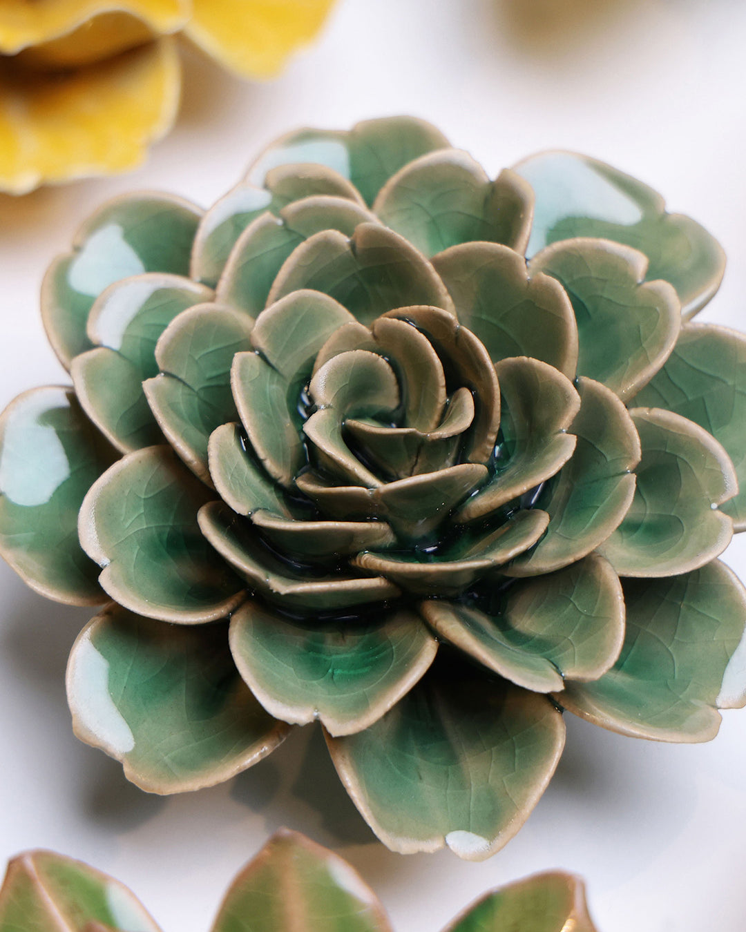 Jungle Green Tea Rose - Chive Ceramics Studio - Ceramic Flowers - Chive Ceramics Studio