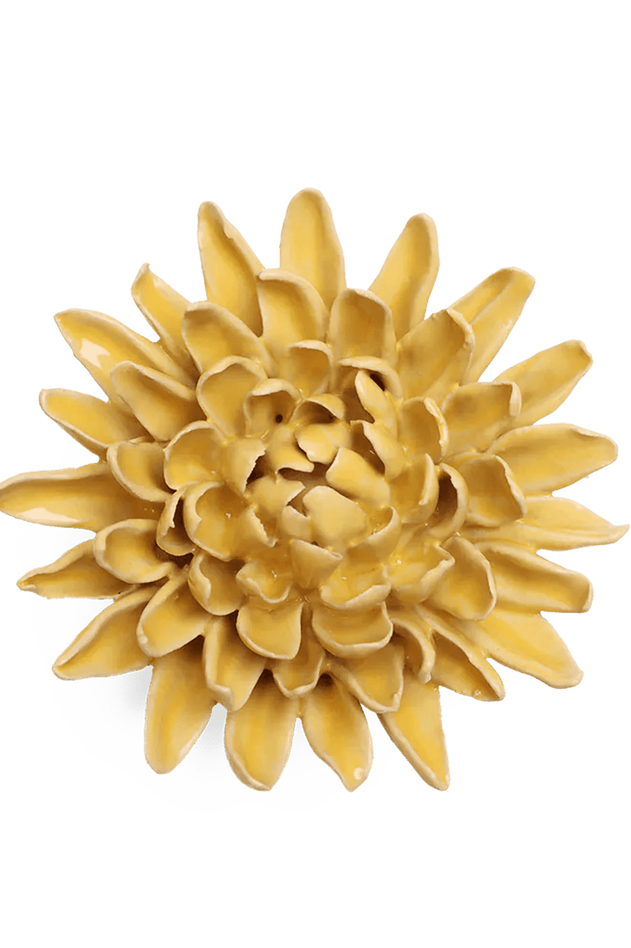Buttercup Yellow Chrysanthemum ceramic wall flower — English Garden collection — designed in Toronto by Chive Studio