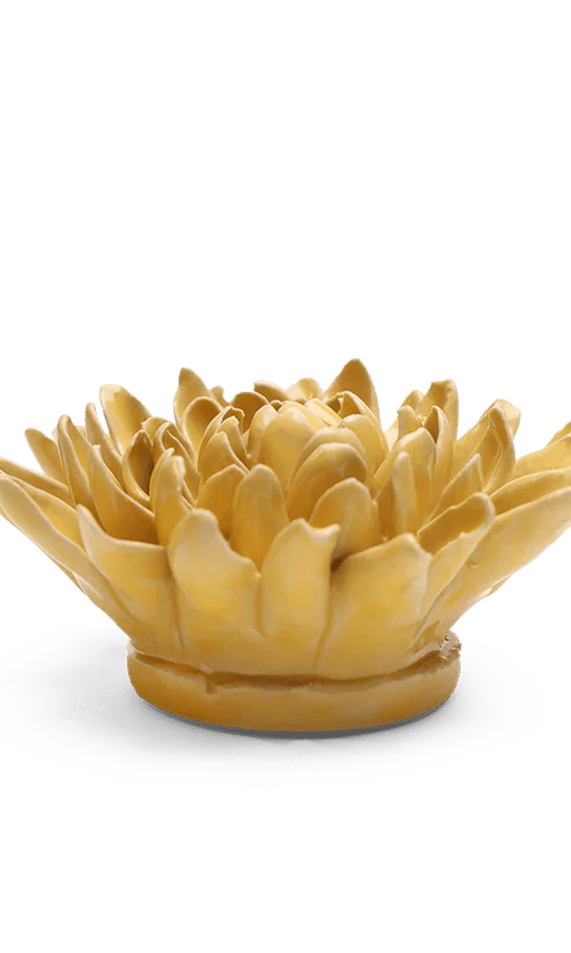 Buttercup Yellow Chrysanthemum ceramic wall flower — English Garden collection — by Chive Studio