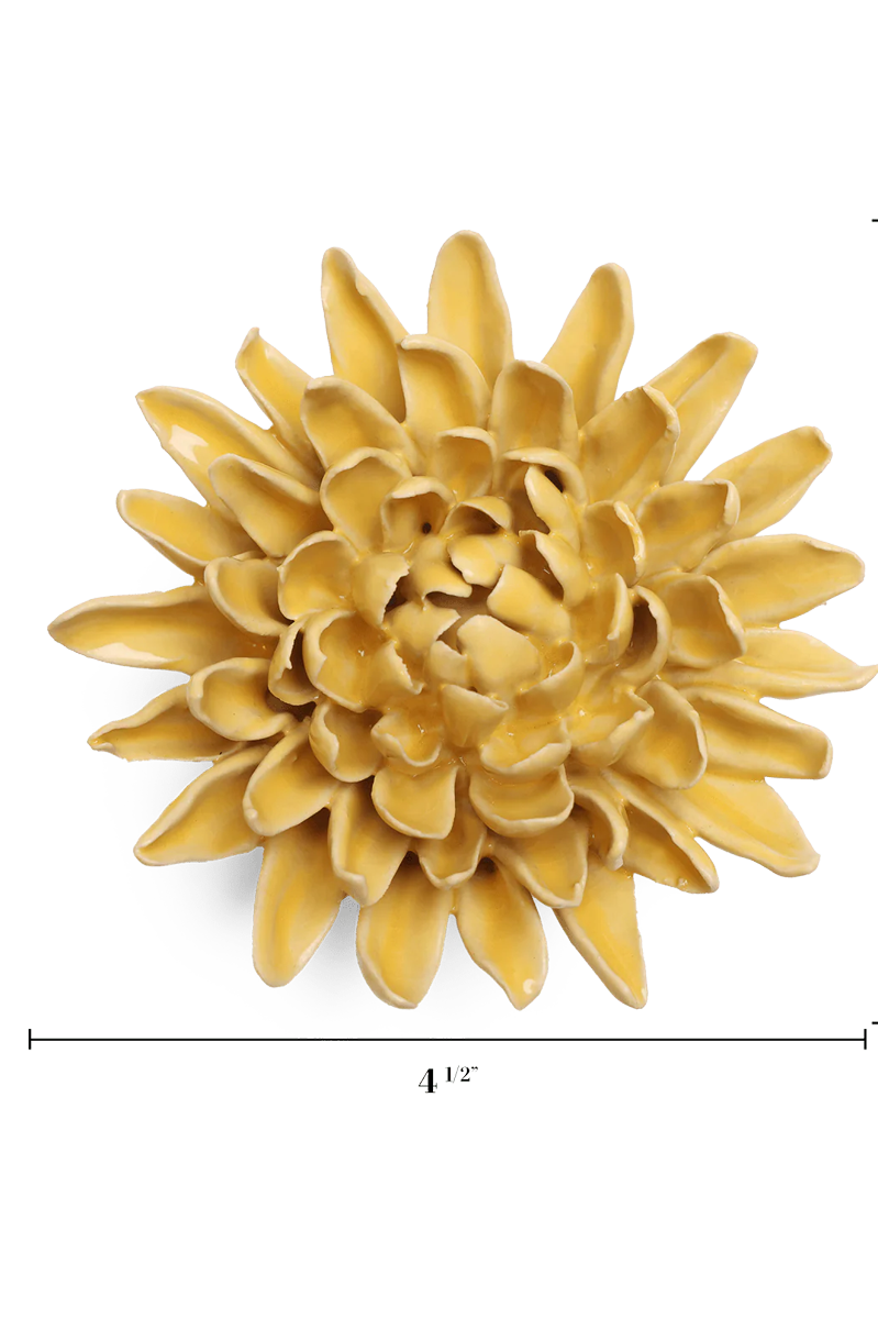 Buttercup Yellow Chrysanthemum ceramic wall flower — English Garden collection — designed in Toronto by Chive Studio