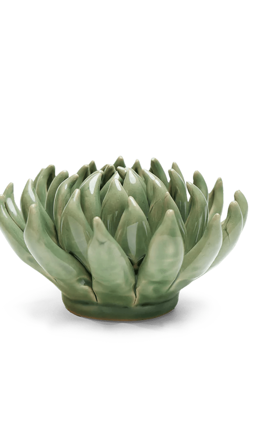 Green Succulent ceramic wall flower — English Garden collection — by Chive Studio
