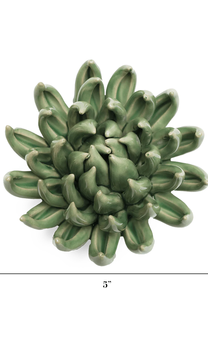 Green Succulent ceramic wall flower — English Garden collection — by Chive Studio