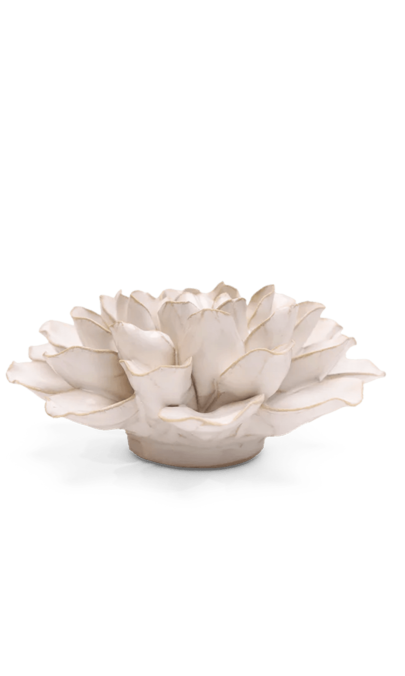 Ivory Water Lily ceramic wall flower — English Garden collection — by Chive Studio