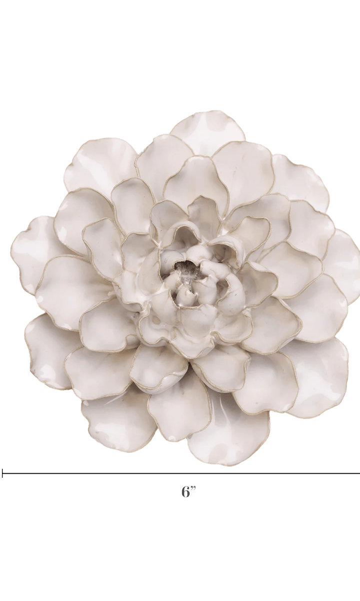 Ivory Water Lily ceramic wall flower — English Garden collection — by Chive Studio