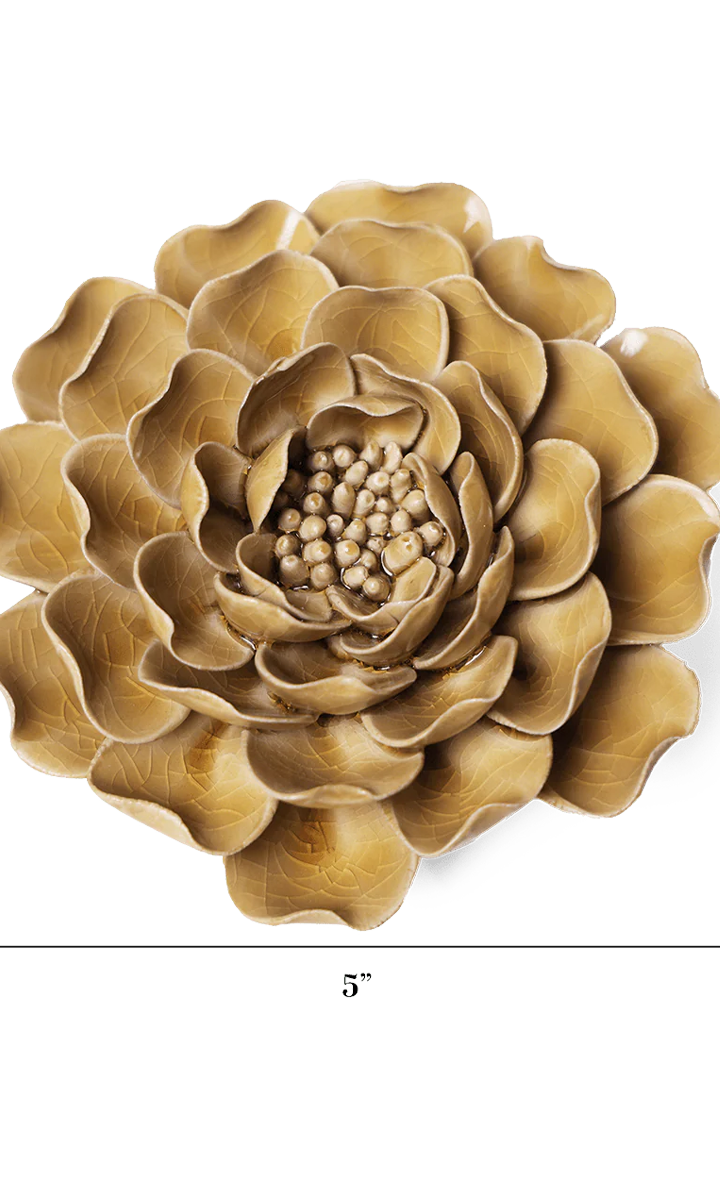 Caramel Charm Peony ceramic wall flower — English Garden collection — by Chive Studio