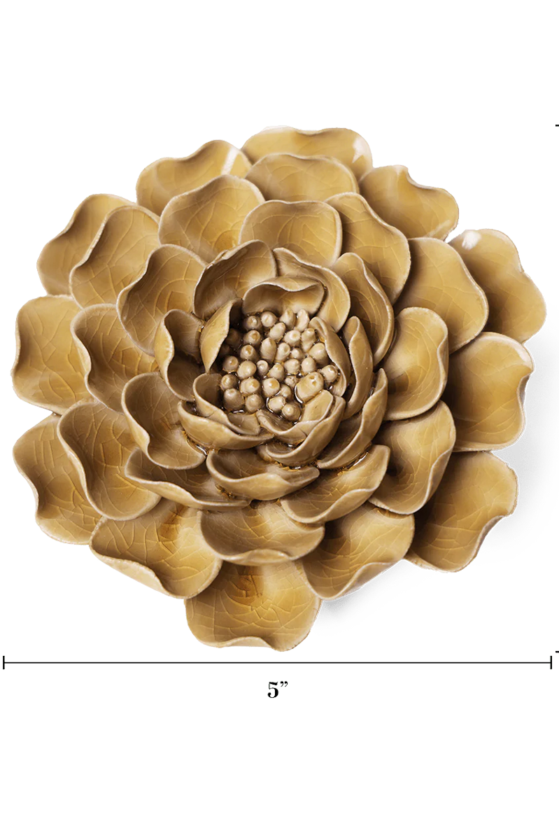 Caramel Charm Peony ceramic wall flower — English Garden collection — designed in Toronto by Chive Studio
