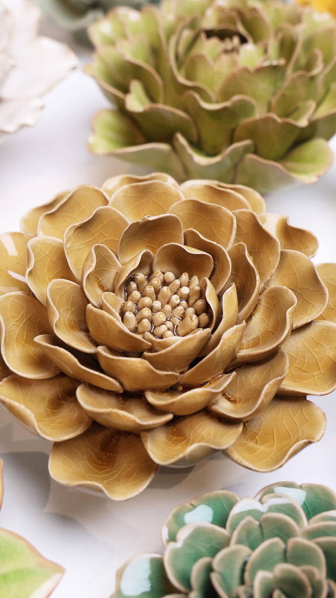 Caramel Charm Peony - Chive Ceramics Studio - Ceramic Flowers - Chive Ceramics Studio