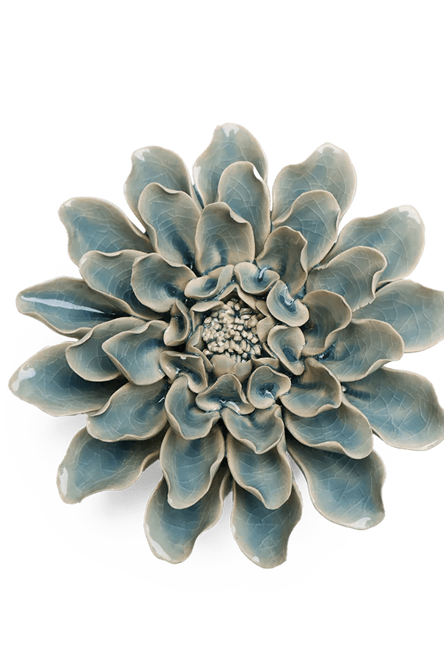 EG17 Powder Blue Aphrodite Dahlia - Chive Ceramics Studio - Ceramic Flowers - Chive Ceramics Studio