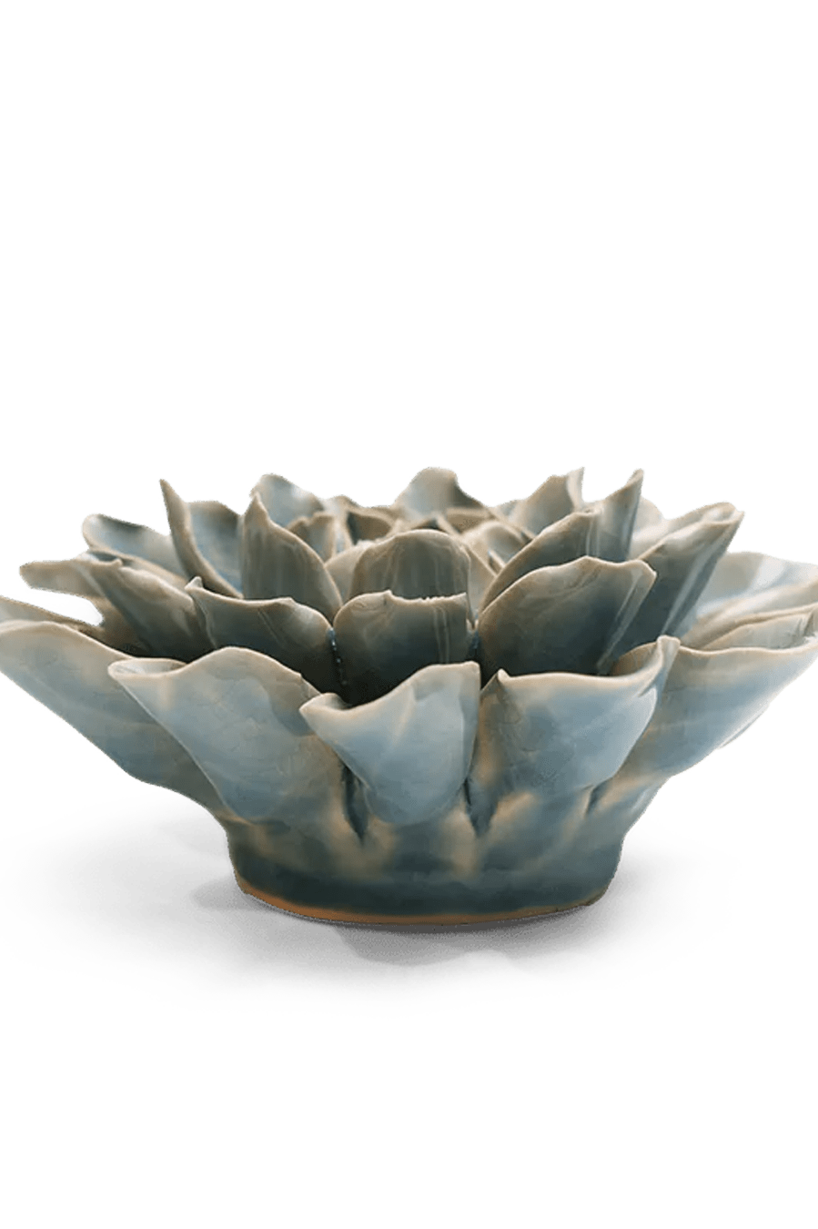 Powder Blue Aphrodite Dahlia ceramic wall flower — English Garden collection — designed in Toronto by Chive Studio