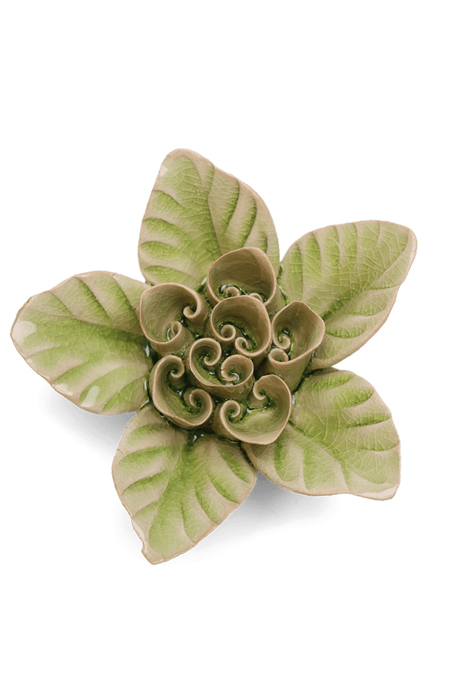 Peridot Green Maiden Lotus - Chive Ceramics Studio - Ceramic Flowers - Chive Ceramics Studio