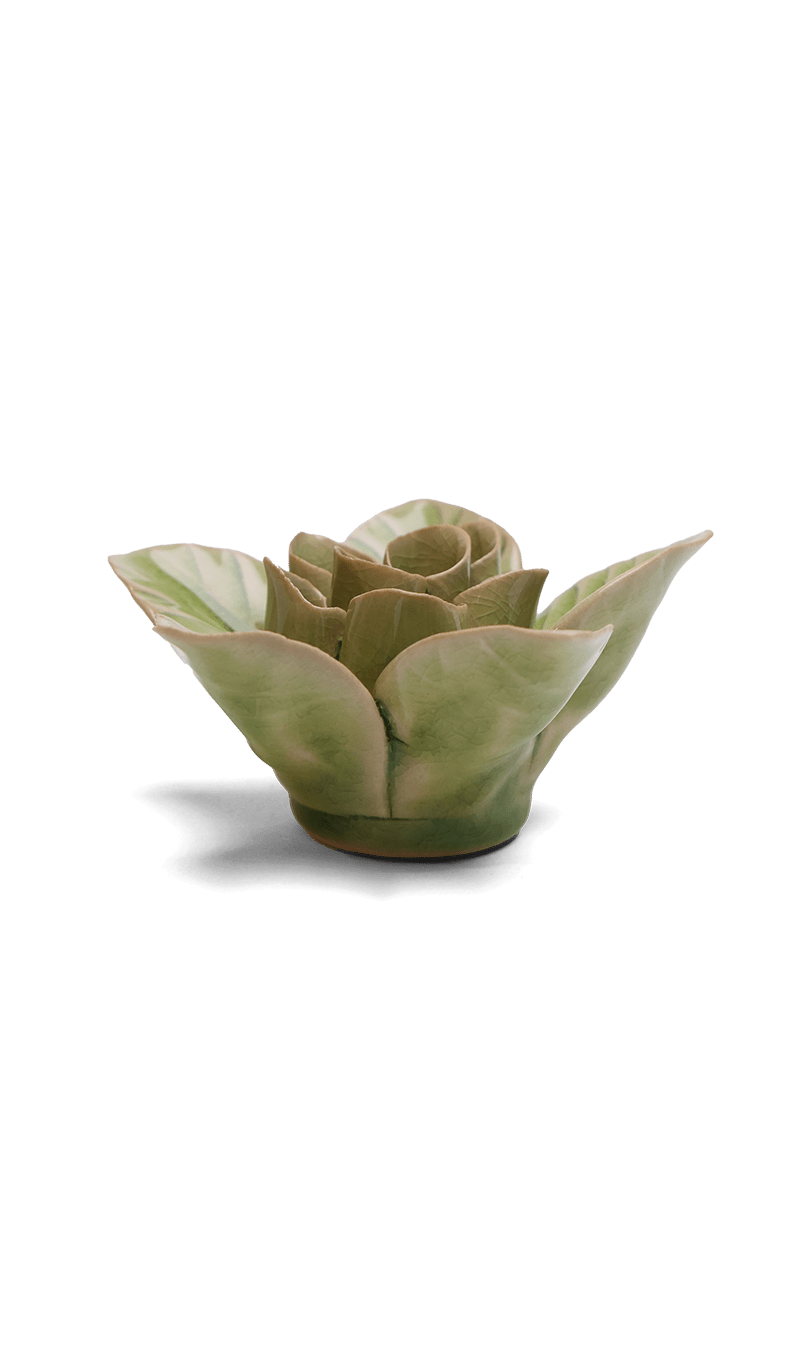 Peridot Green Maiden Lotus ceramic wall flower — English Garden — by Chive Studio