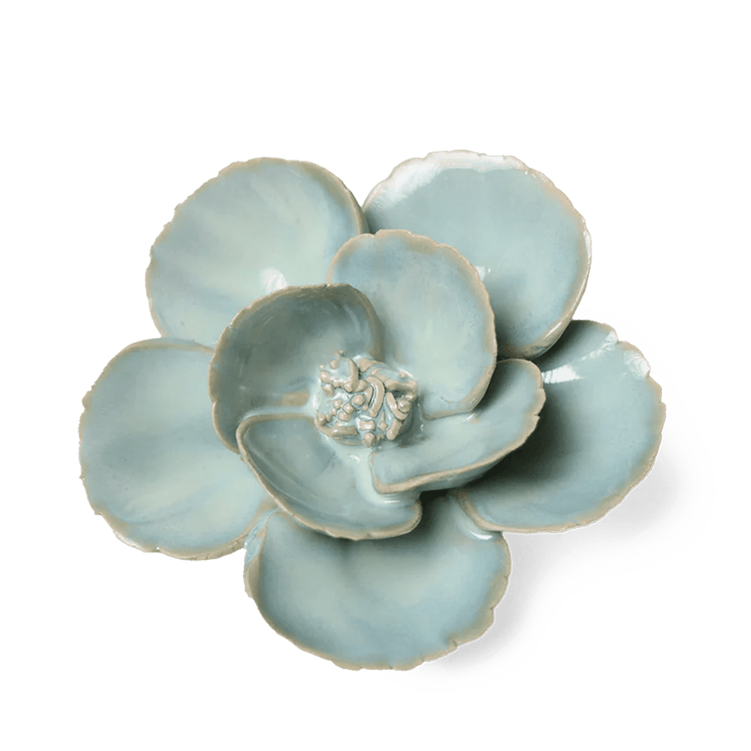 Blue Milk Poppy ceramic wall flower — English Garden collection — by Chive Studio