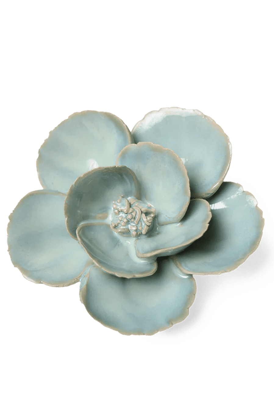 Blue Milk Poppy ceramic wall flower — English Garden collection — designed in Toronto by Chive Studio