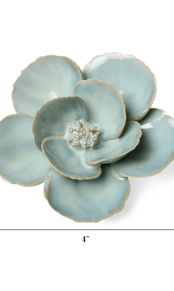 Blue Milk Poppy ceramic wall flower — English Garden collection — by Chive Studio