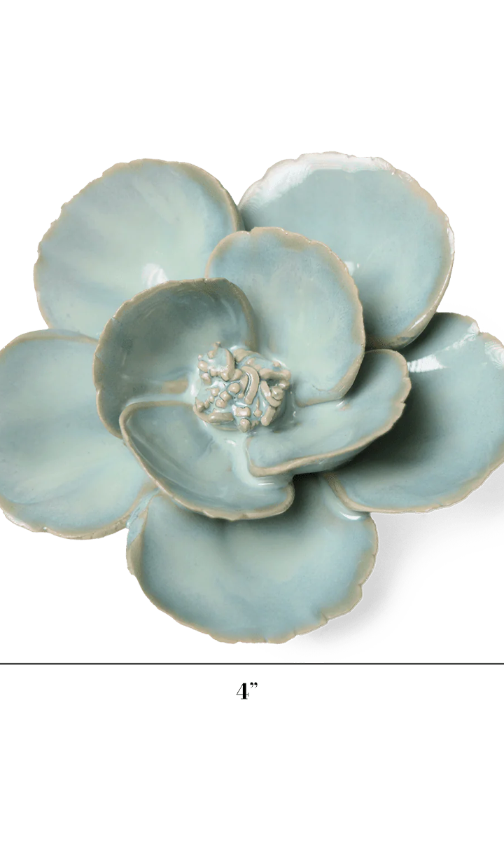 Blue Milk Poppy ceramic wall flower — English Garden collection — by Chive Studio