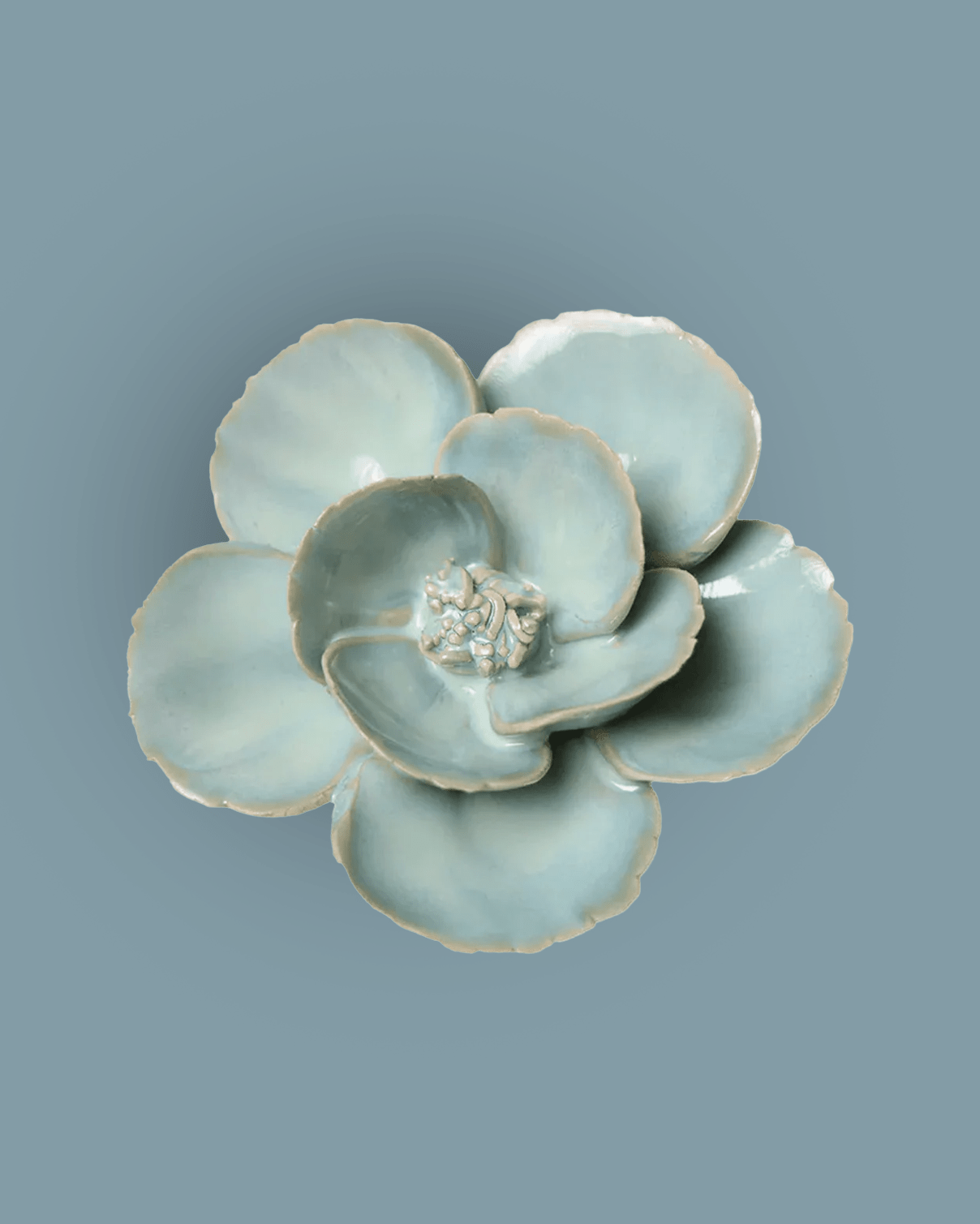 Milk Teal Poppy - Chive Ceramics Studio - Ceramic Flowers - Chive Ceramics Studio