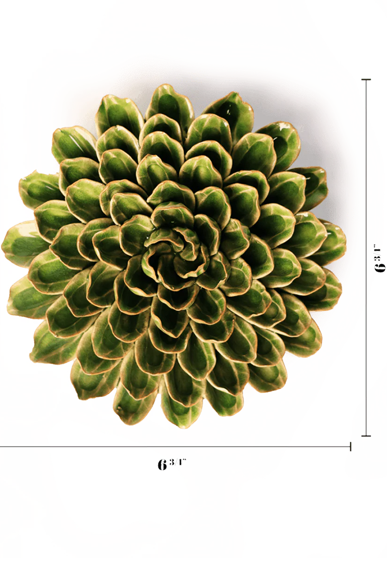 Avocado Green Zinnia ceramic wall flower — English Garden collection — designed in Toronto by Chive Studio