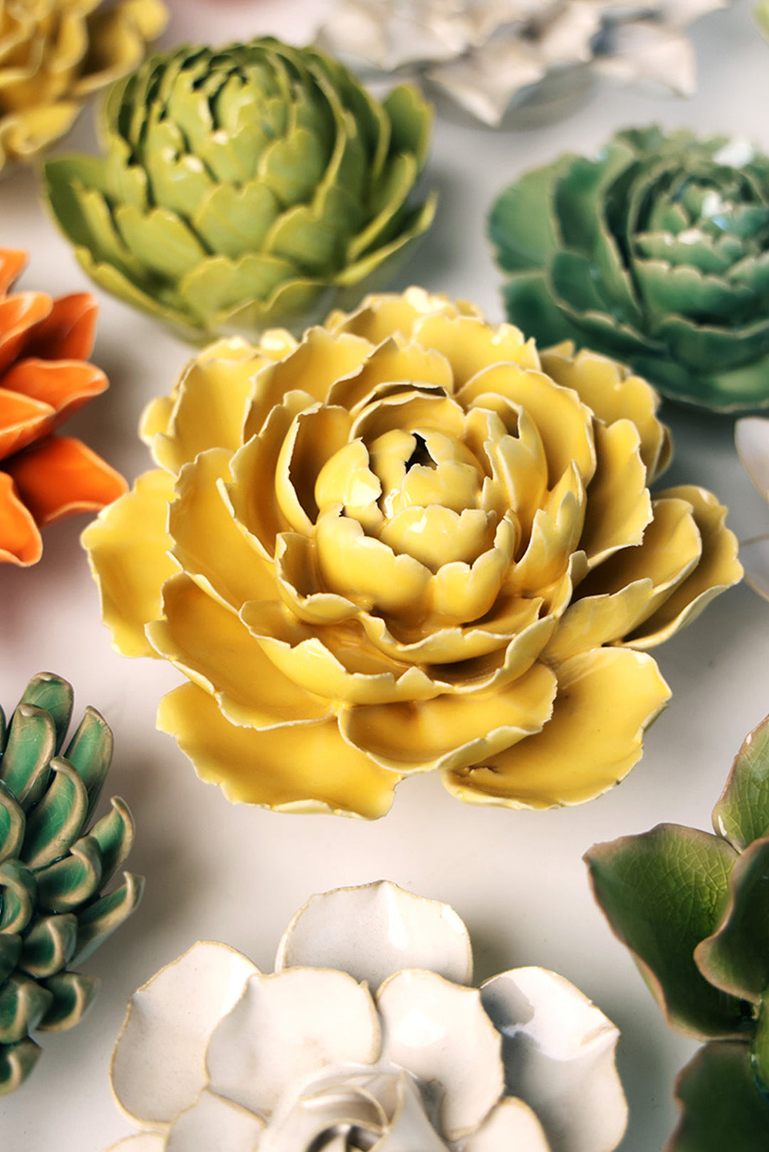 Buttercup Yellow Gay Paree Peony - Chive Ceramics Studio - Ceramic Flowers - Chive Ceramics Studio