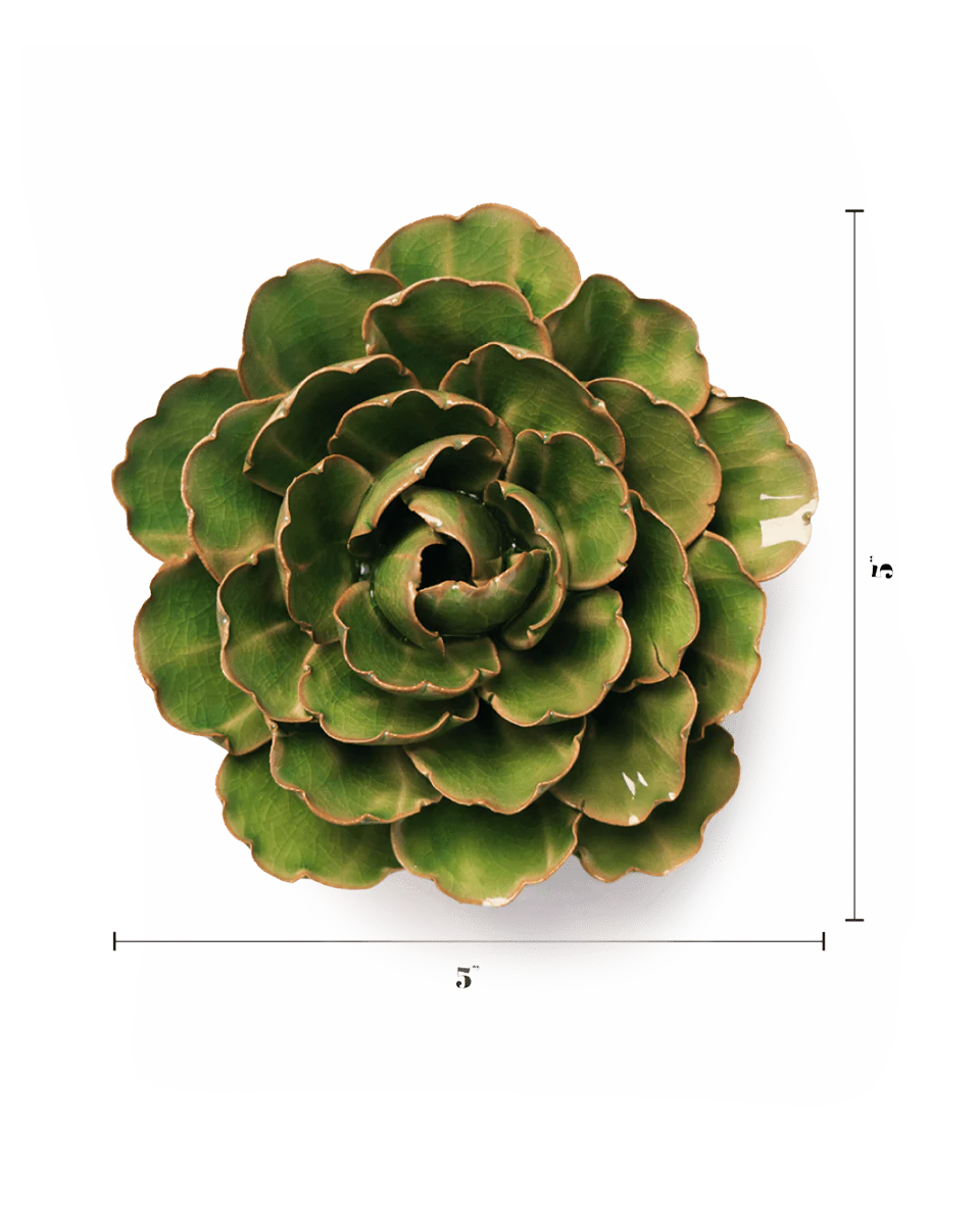 Avocado green Keiko Peony ceramic wall flower — English Garden Collection — handmade by Chive Studio Toronto