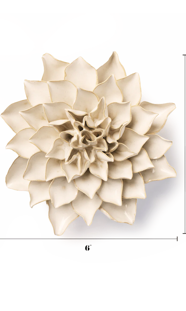 Ivory Autumn Azalea ceramic wall flower — English Garden Collection — handmade by Chive Studio Toronto