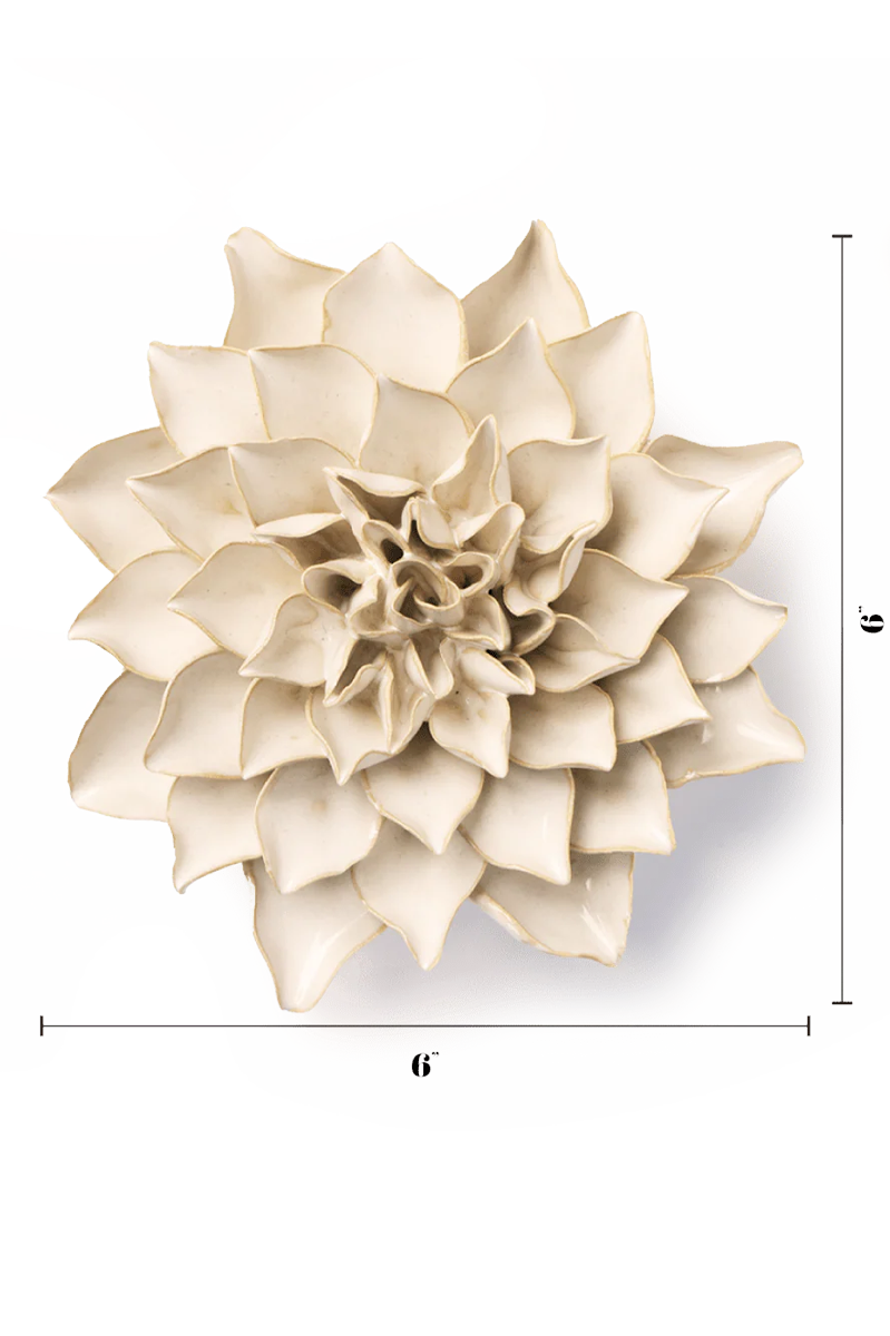 Ivory Azalea ceramic wall flower — English Garden collection — designed in Toronto by Chive Studio