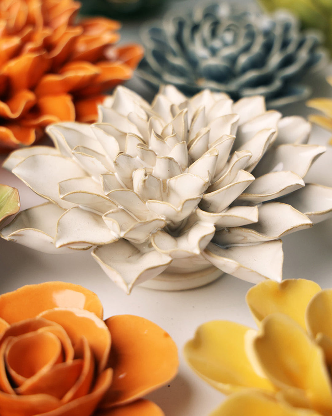 Ivory Autumn Azalea - Chive Ceramics Studio - Ceramic Flowers - Chive Ceramics Studio