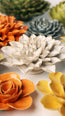 Ivory Autumn Azalea ceramic wall flower mounted on a wall — Chive Ceramics Studio