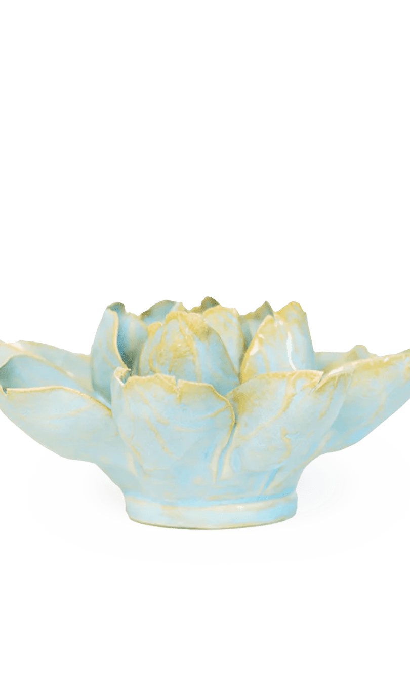 Robin's egg blue Aurora Water Lily ceramic wall flower — English Garden Collection — handmade by Chive Studio Toronto