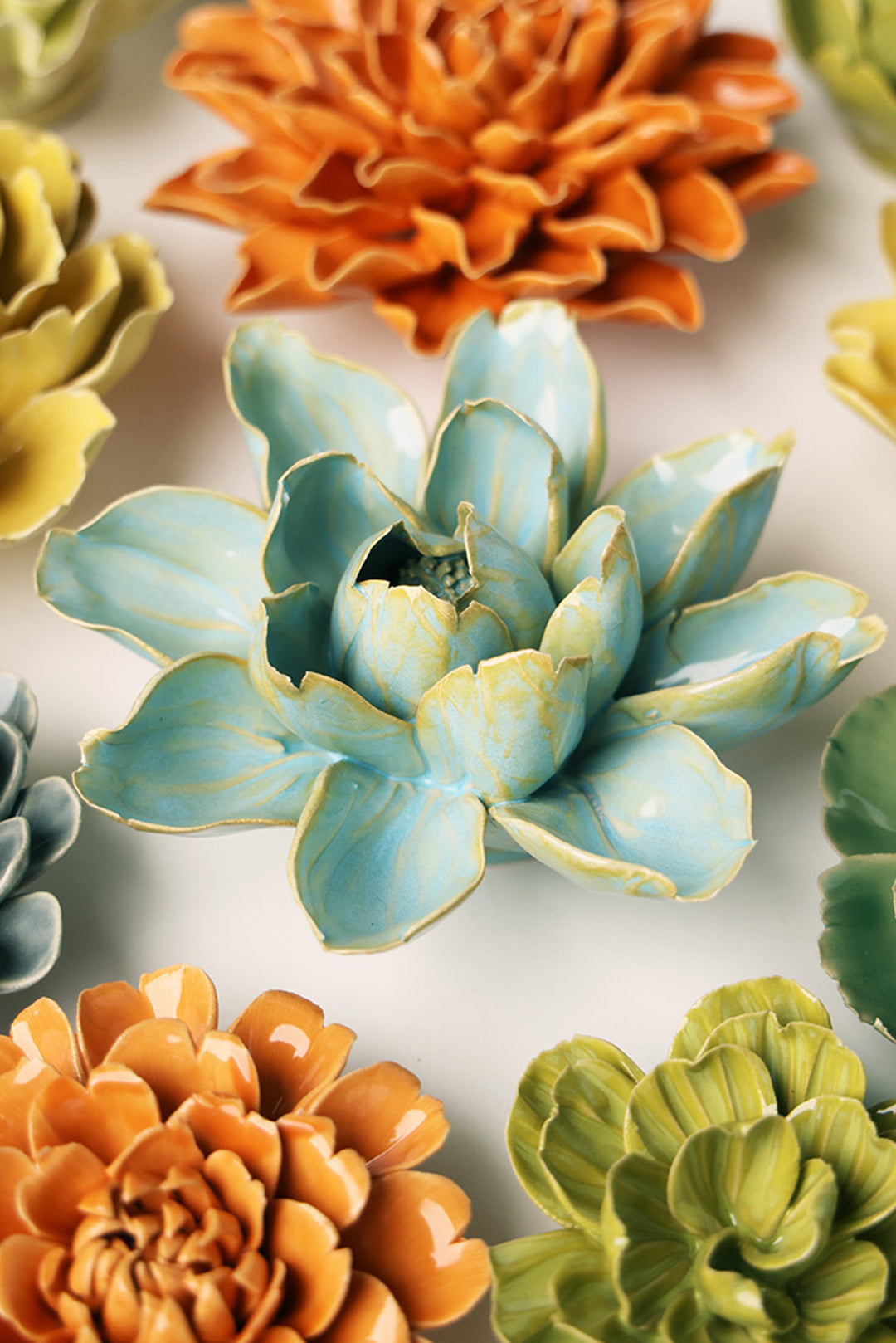 Robin's Egg Blue Aurora Water Lily - Chive Ceramics Studio - Ceramic Flowers - Chive Ceramics Studio