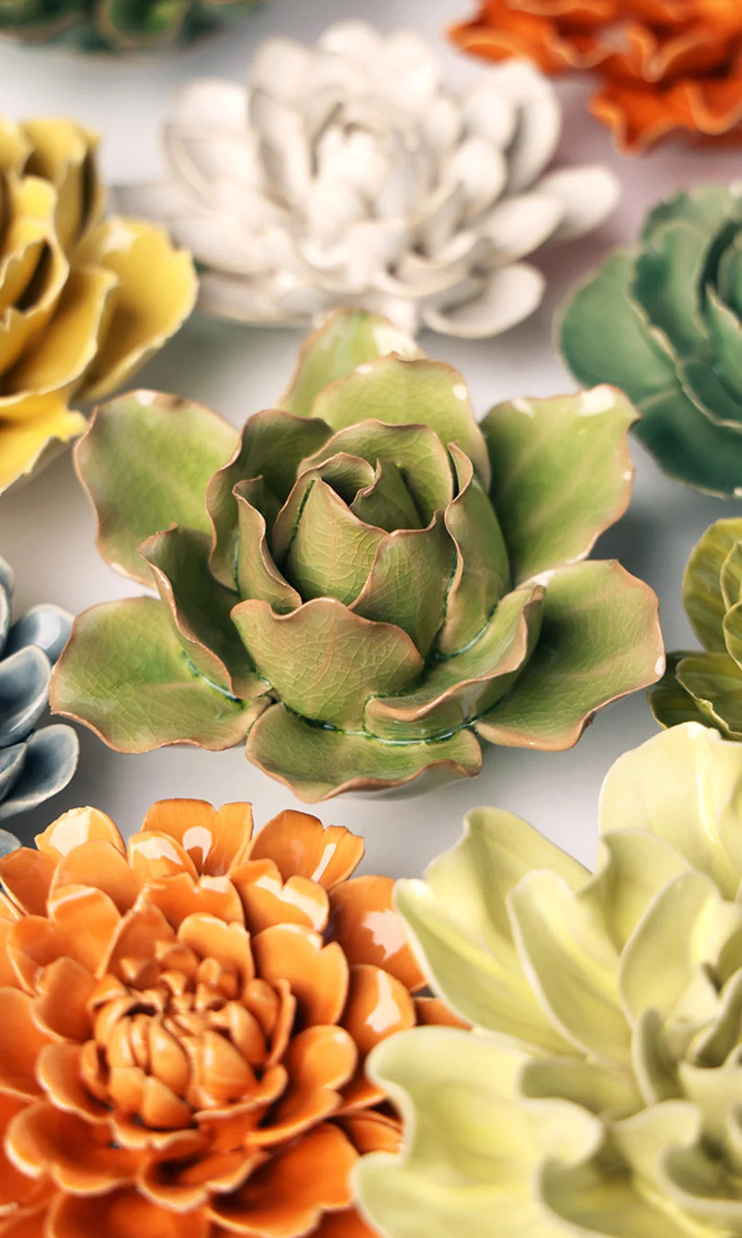 Peridot Stargazer Lily ceramic wall flower — English Garden Collection — handmade by Chive Studio Toronto