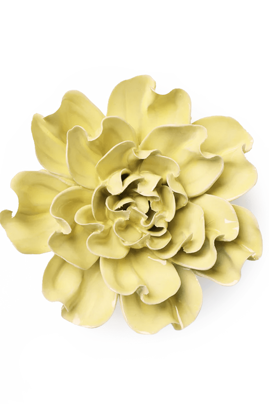 Lime Yellow Yellow Larkspur ceramic wall flower — English Garden collection — designed in Toronto by Chive Studio