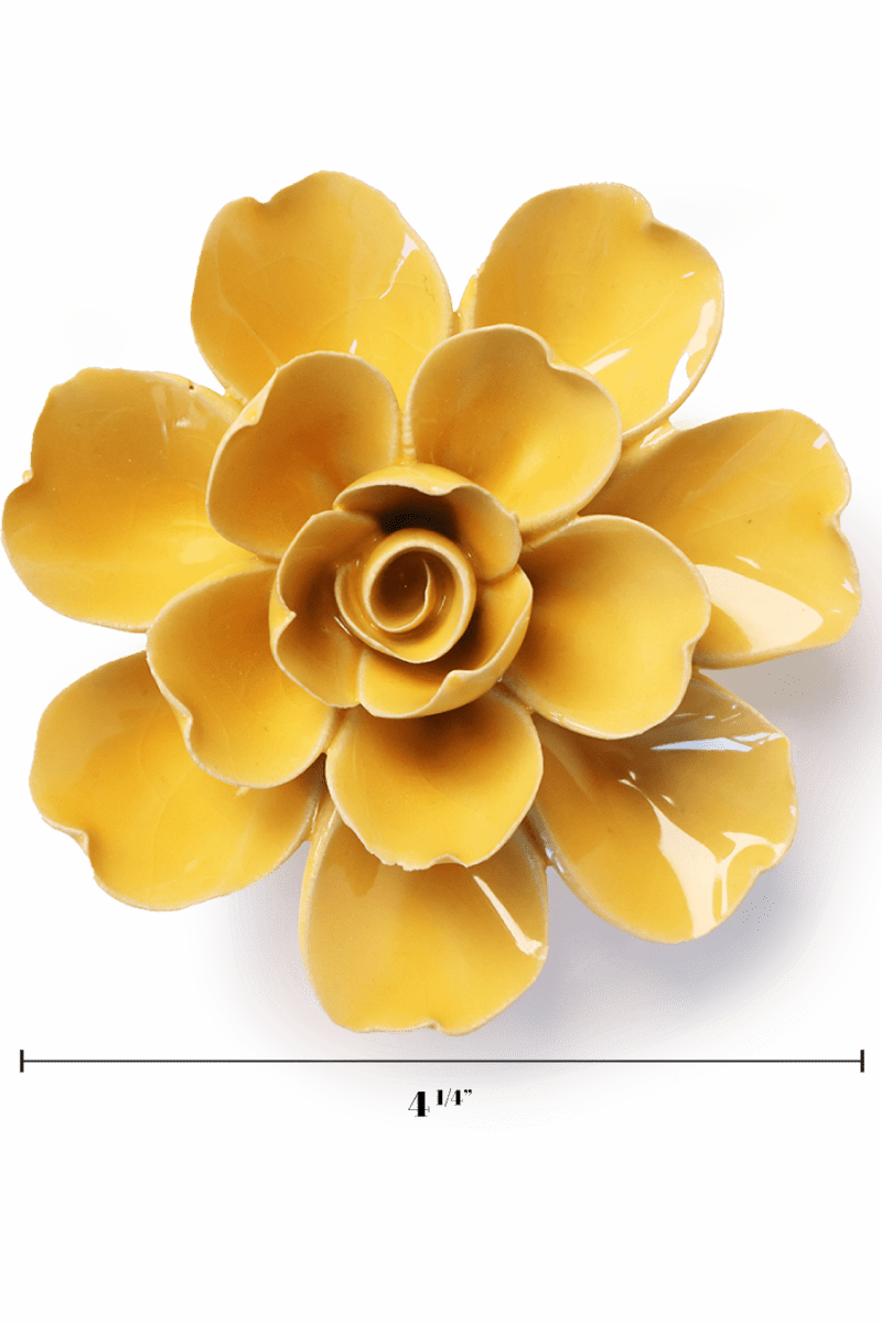 Burnt Yellow Tahitian Gardenia - Chive Ceramics Studio - Ceramic Flowers - Chive Ceramics Studio