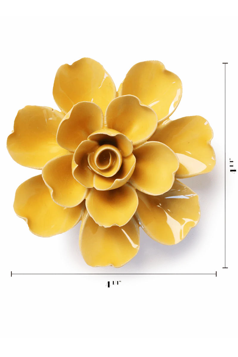Burnt Yellow Gardenia ceramic wall flower — English Garden collection — designed in Toronto by Chive Studio