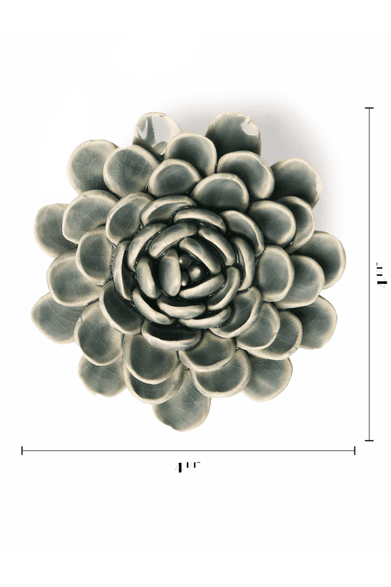 Blue Zinderella Zinnia ceramic wall flower — English Garden collection — designed in Toronto by Chive Studio