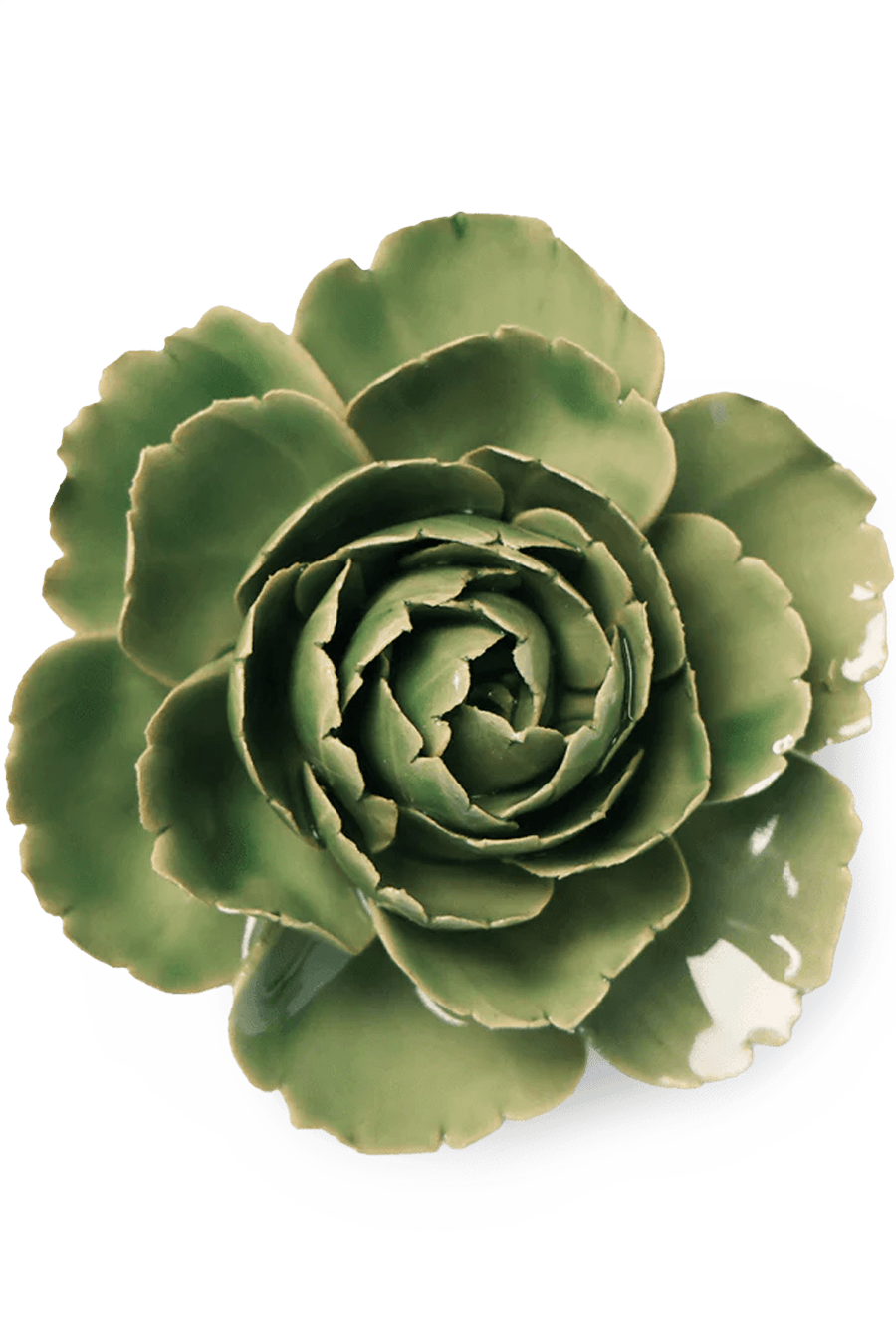 Green Rose ceramic wall flower - English Garden collection - handmade by Chive Studio Toronto