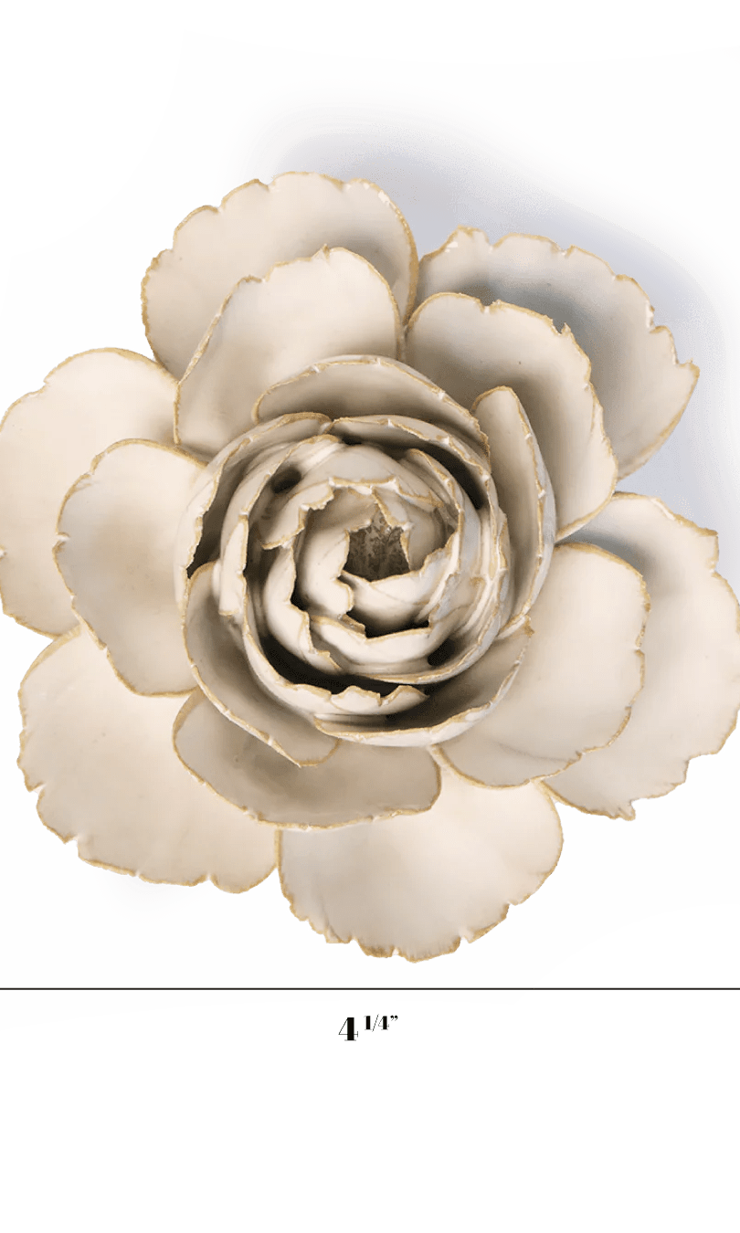 Ivory English Rose ceramic wall flower — English Garden Collection — handmade by Chive Studio Toronto
