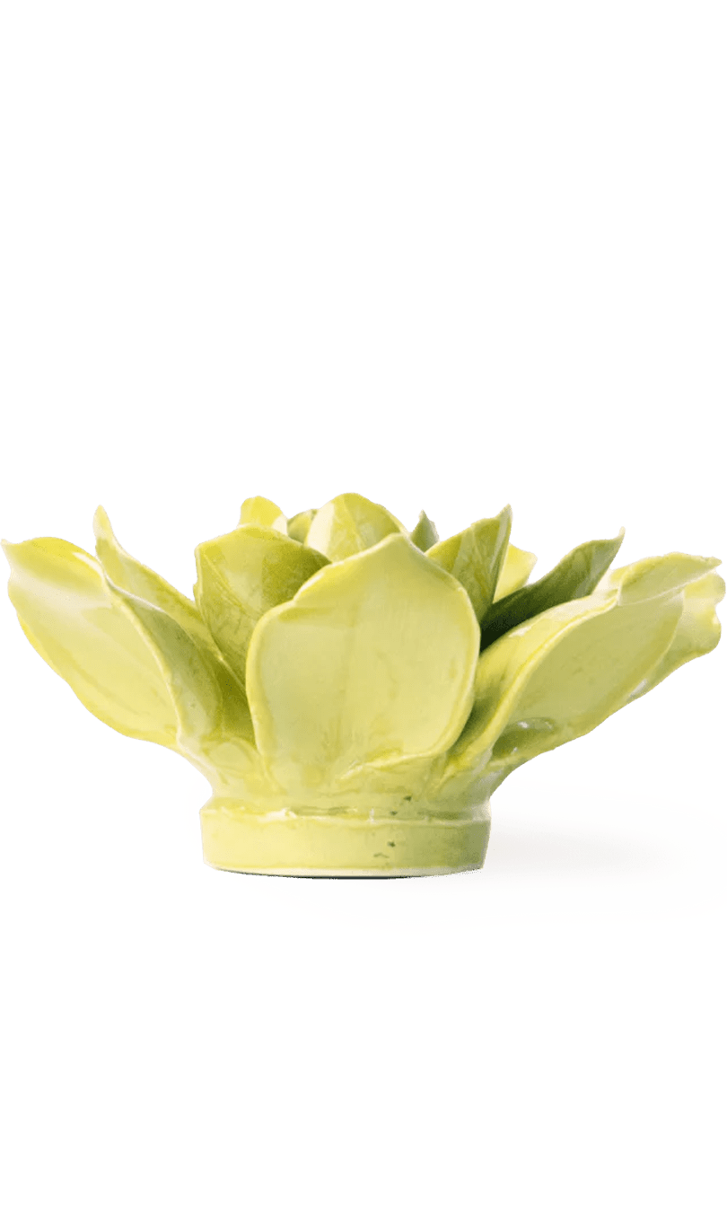 Chartreuse Columbine ceramic wall flower — English Garden Collection — handmade by Chive Studio Toronto