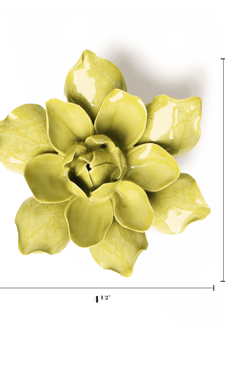 Chartreuse Columbine ceramic wall flower — English Garden Collection — handmade by Chive Studio Toronto