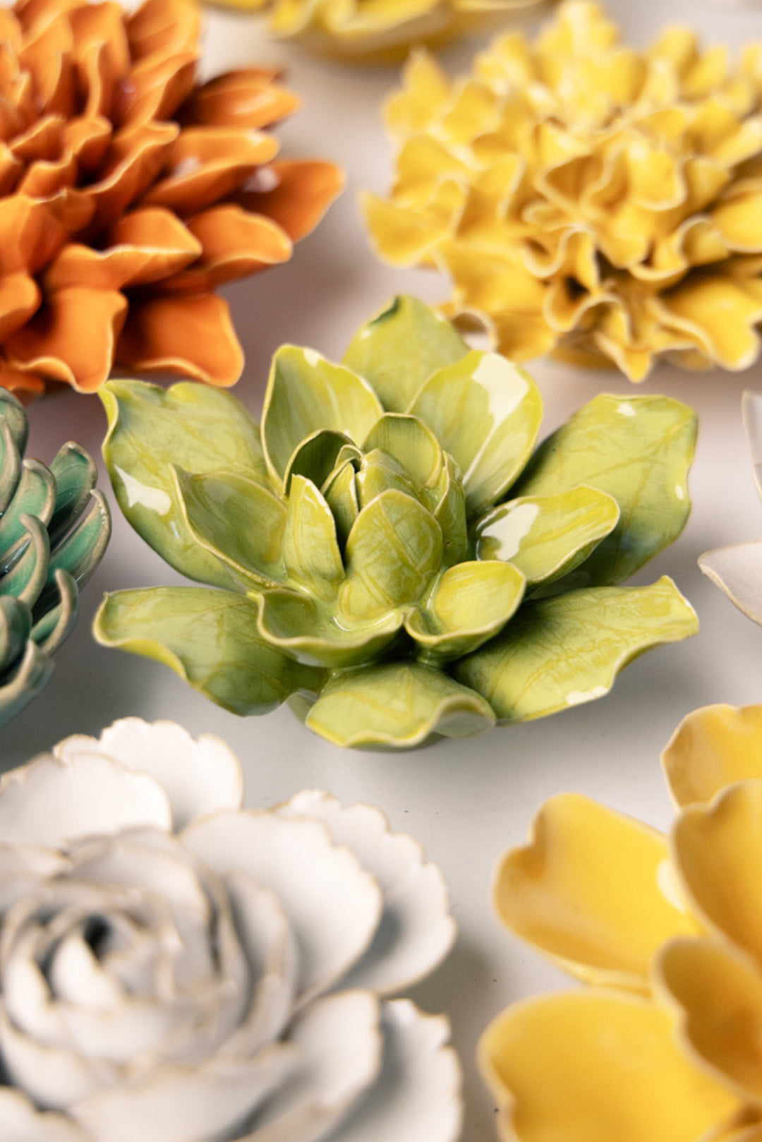 Chartreuse Columbine - Chive Ceramics Studio - Ceramic Flowers - Chive Ceramics Studio