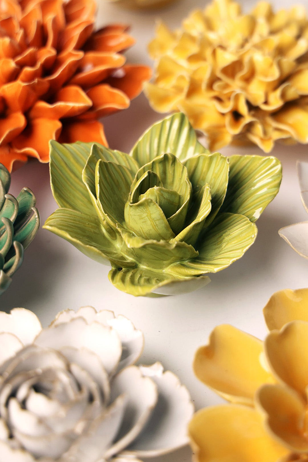 Chartreuse Gladiolus ceramic wall flower — English Garden Collection — handmade by Chive Studio Toronto
